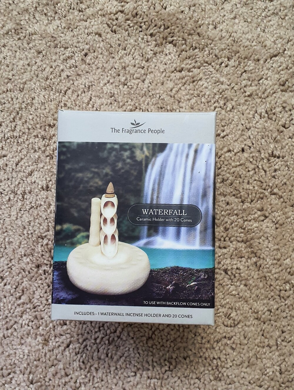 Fragrance People Waterfall Ceramic Incense Holder With 20 Cones Full Moon Flavor